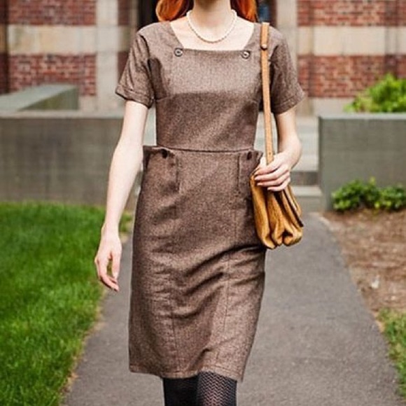 Shabby Apple Dresses & Skirts - 🎉HP🎉🆕Shabby Apple Tweed Dress Tan/Brown
